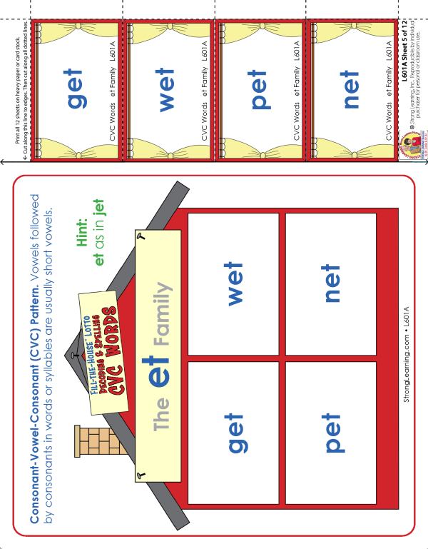 Decoding & Spelling - Fill the House Lotto CVC Words L601A - Image 5
