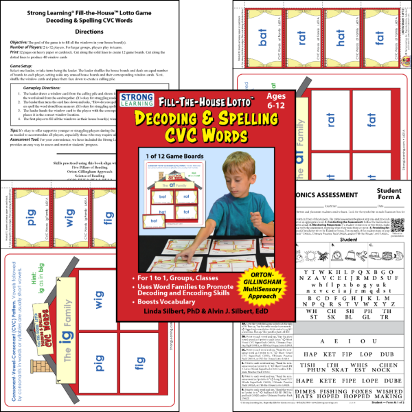 Decoding & Spelling - Fill the House Lotto CVC Words L601A