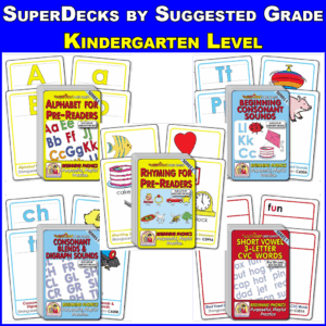 SuperDeck Game Pack - Kindergarten Level - Phonics Learning Matching Games Following Orton-Gillingham Approach P900