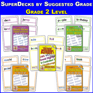 SuperDeck Game Pack - Grade 2 Level - Phonics Learning Games Following Orton-Gillingham Approach P902