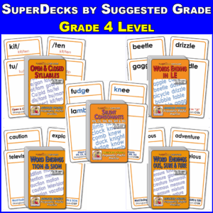 SuperDeck Game Pack - Grade 4 Level - Phonics Learning Games Following Orton-Gillingham Approach P904