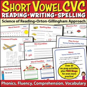 CVC Word Practice Pack - No Prep Phonics Activities K–2 | Science of Reading T601A