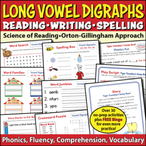 LONG VOWEL DIGRAPH WORDS - Practice Pack - T603AB